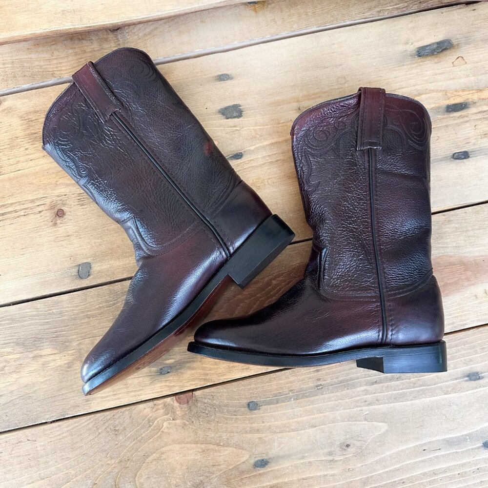 Vintage Ben Miller Collection Western Boots Mahogany Brown Shiny Women's 6